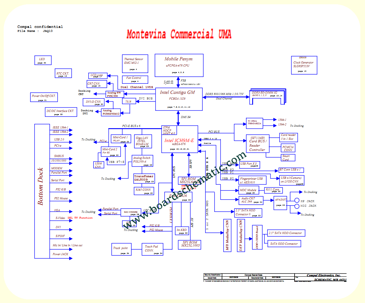 Acer TravelMate 6493 Board Block Diagram Acer TravelMate 6493 Board Block Diagram